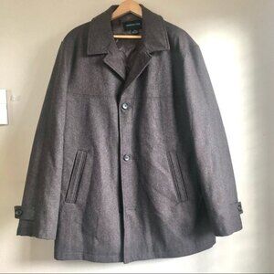 London Fog Mens Wool-Blend Long Blazer Coat in Gray Size Large